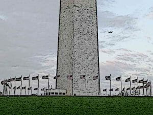 Washington-Monument-American-Flags